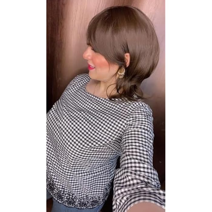 DILLARDS Synthetic Brown Wig with Side Bangs, Medium Length Layered Style, Heat Resistant Fiber, Natural Looking Daily Wear Hair Piece - Image 3